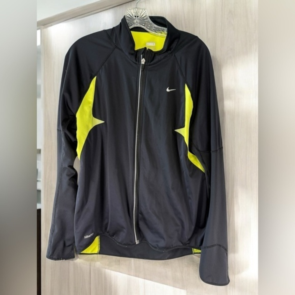 Nike DriFit  Full Zip Running Jacket Black Yellow Men’s Large